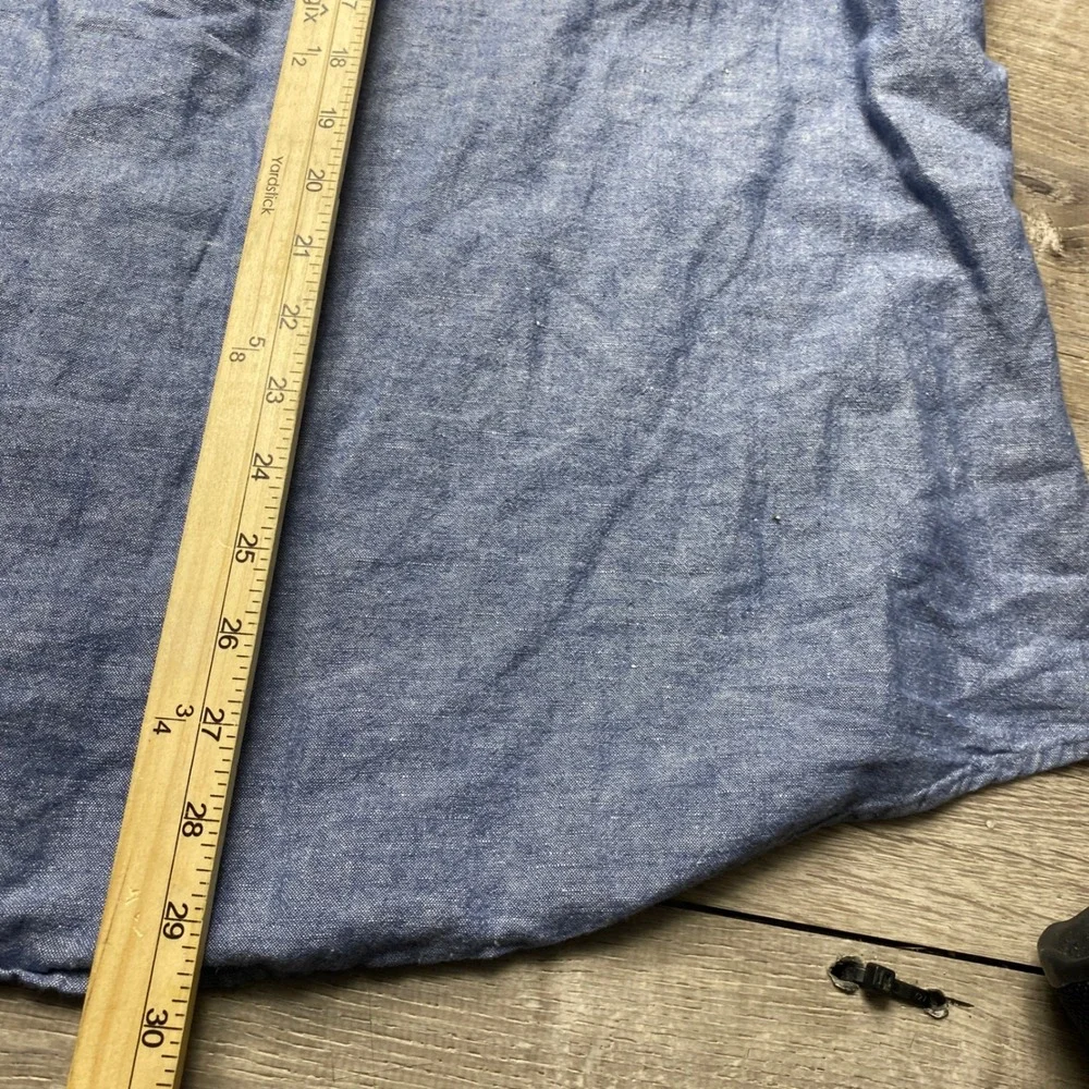 Banana Republic Shirt Linen Slim Fit Mens XL Blue Long Sleeve Button Down